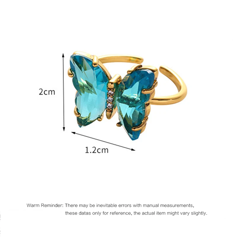 Crystal Glass Butterfly Ring