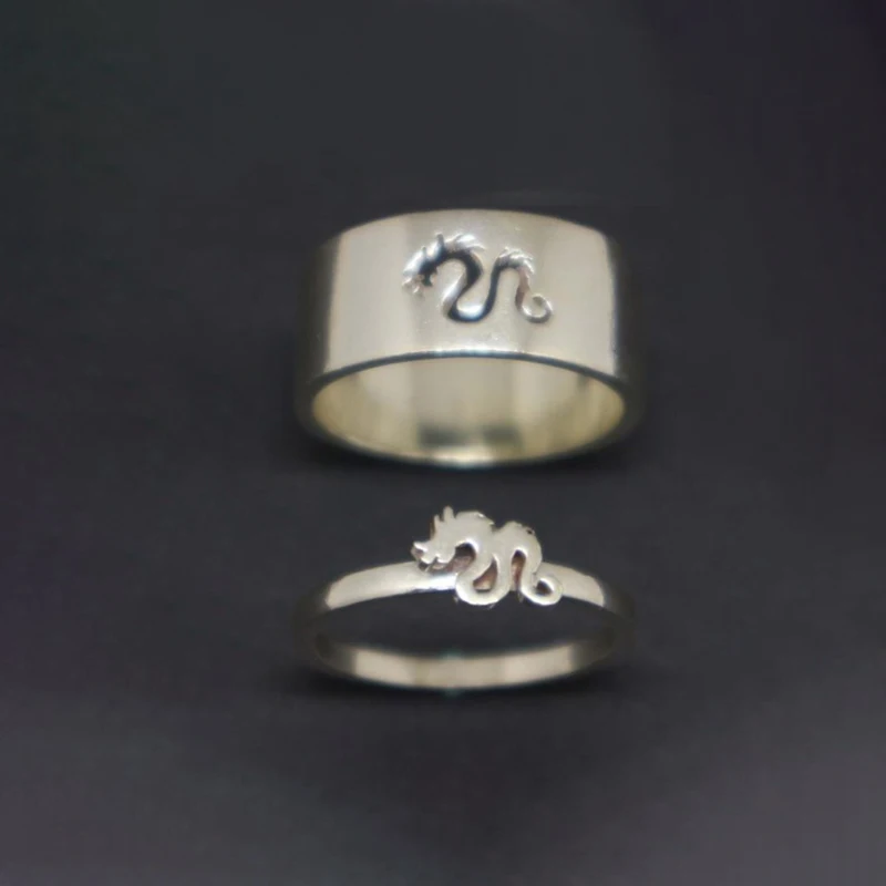 Silver Dinosaur Matching Rings