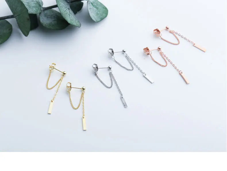 Sterling Silver Double Chain Drape Earrings