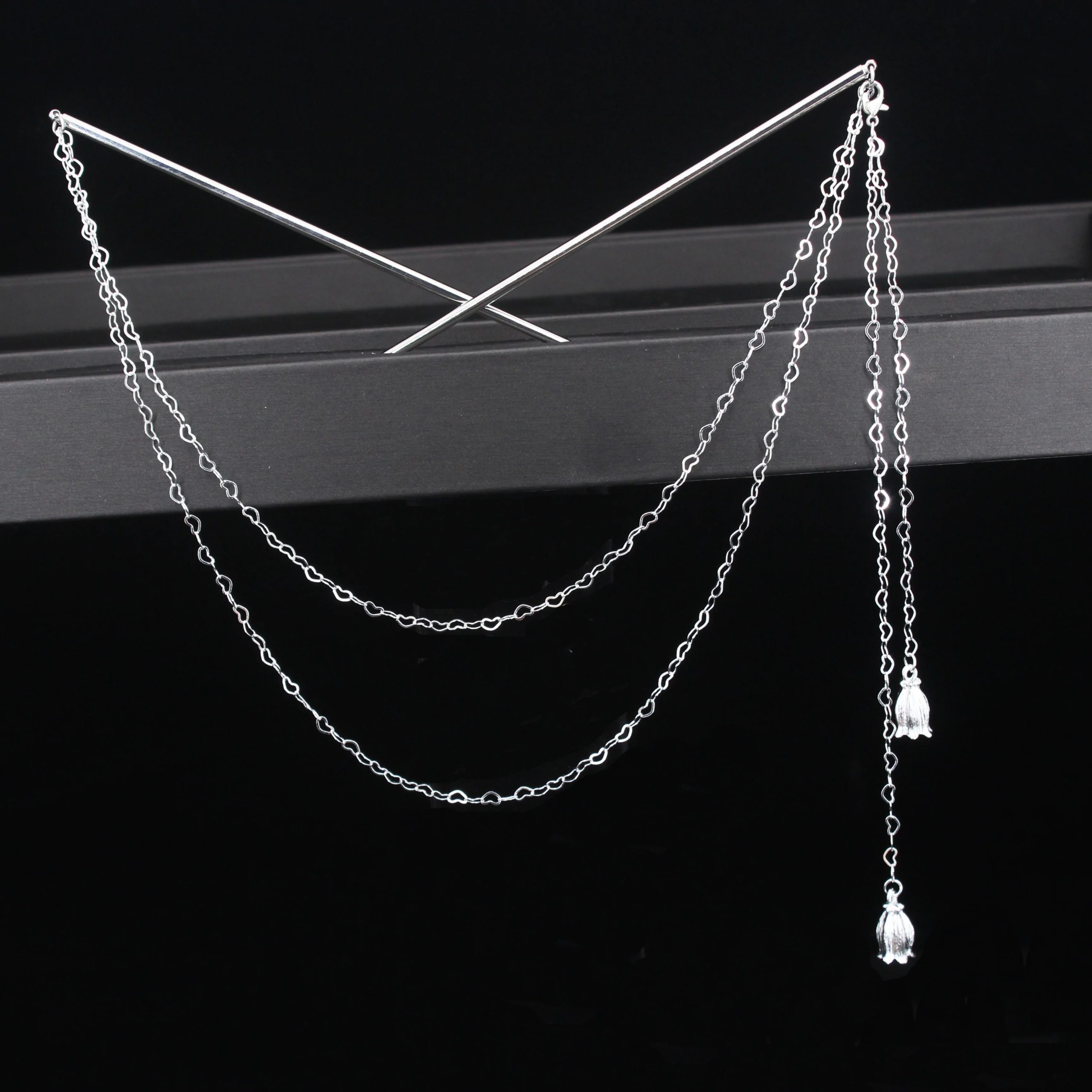 Double Chain Hair Fork Pearl Tassel Hair Stick Double Chain Hair Fork Pearl Tassel Hair Stick