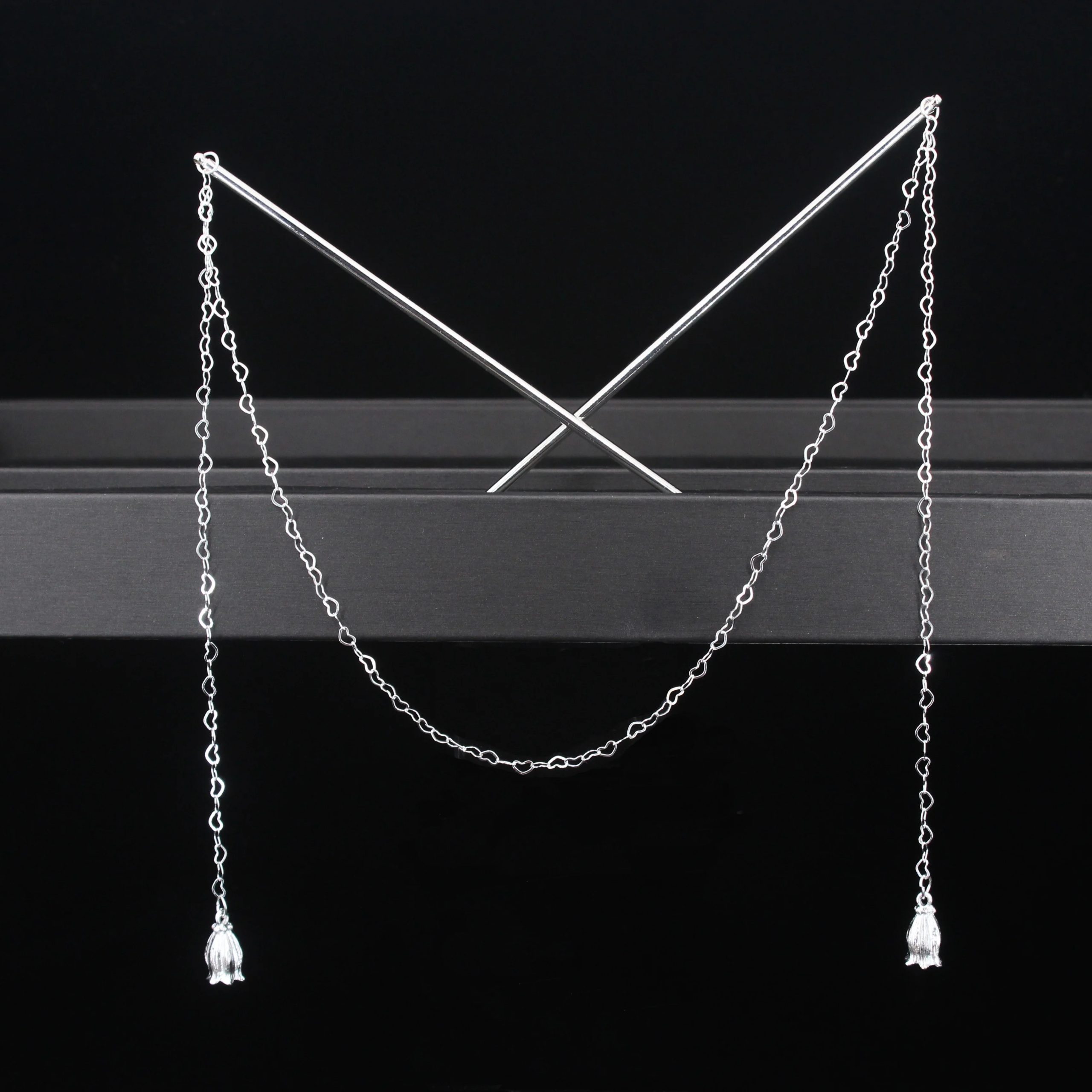 Double Chain Hair Fork Pearl Tassel Hair Stick Double Chain Hair Fork Pearl Tassel Hair Stick