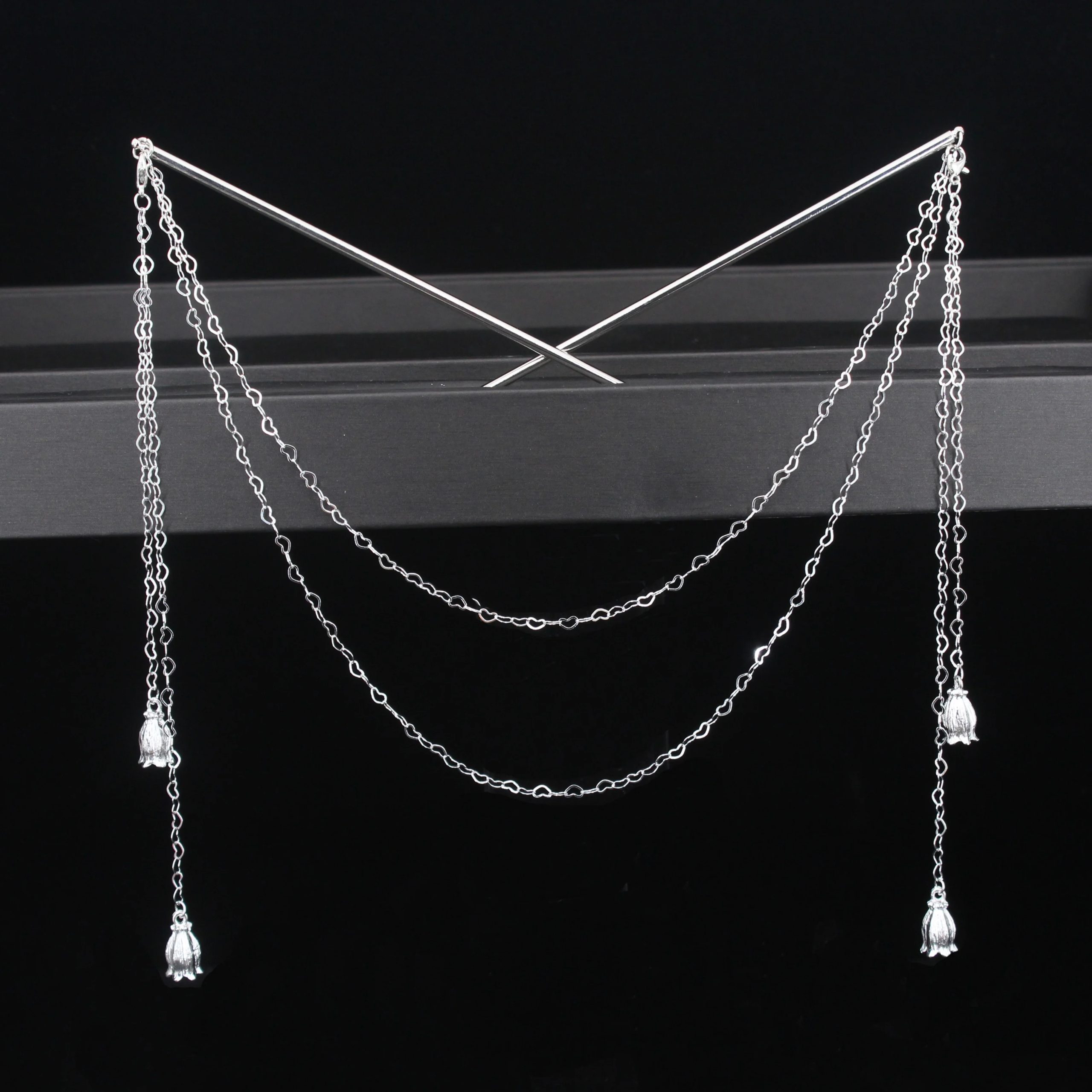 Double Chain Hair Fork Pearl Tassel Hair Stick Double Chain Hair Fork Pearl Tassel Hair Stick