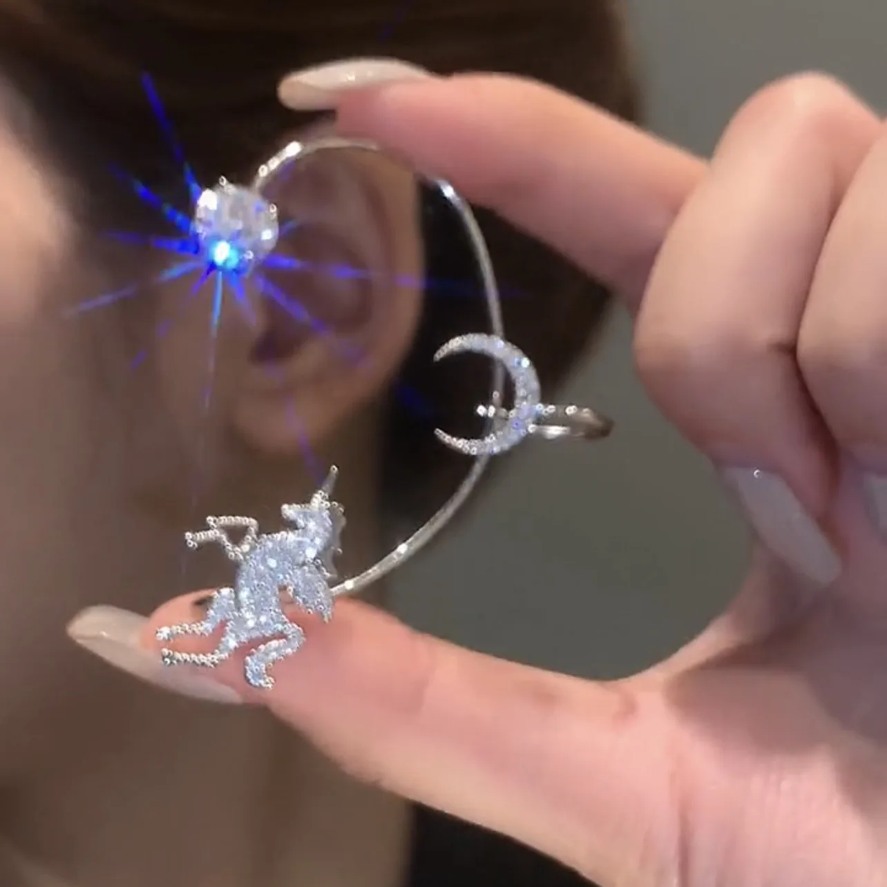 Moon Unicorn Diamond Earcuff