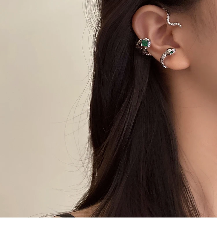 Green Stone Snake Earrings Green Stone Snake Earrings