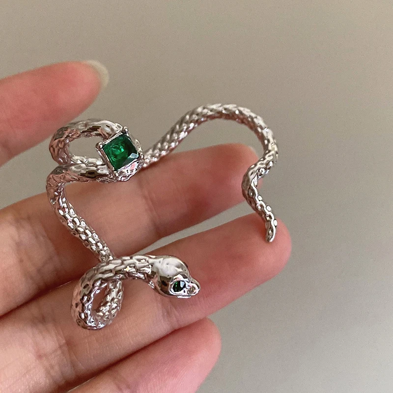 Green Stone Snake Earrings Green Stone Snake Earrings