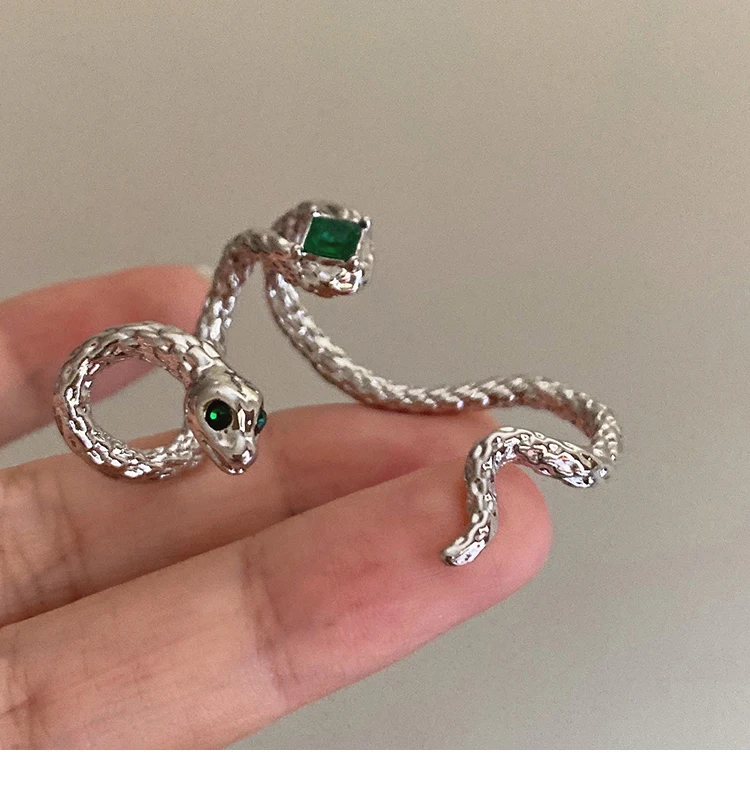 Green Stone Snake Earrings