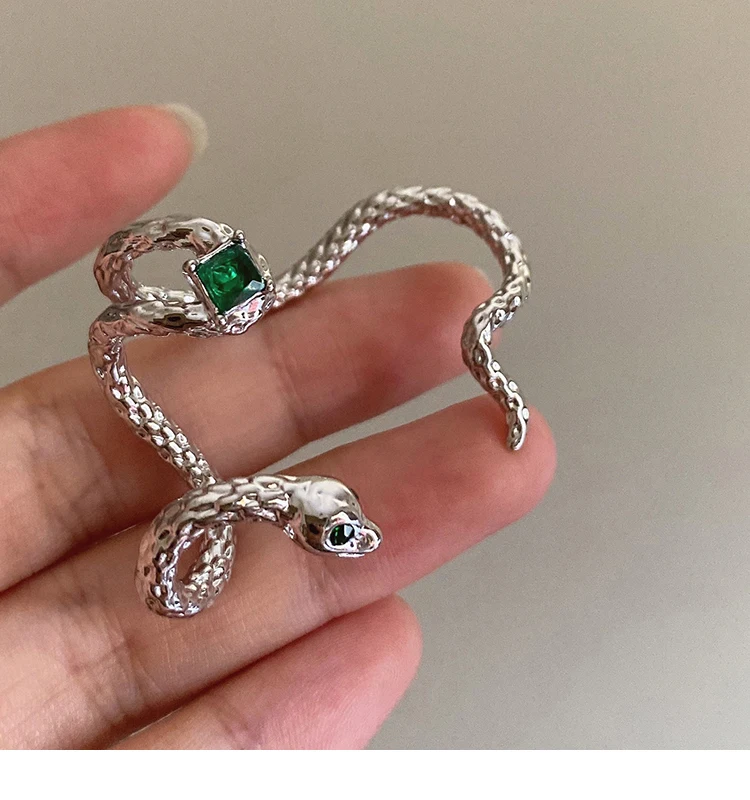 Green Stone Snake Earrings