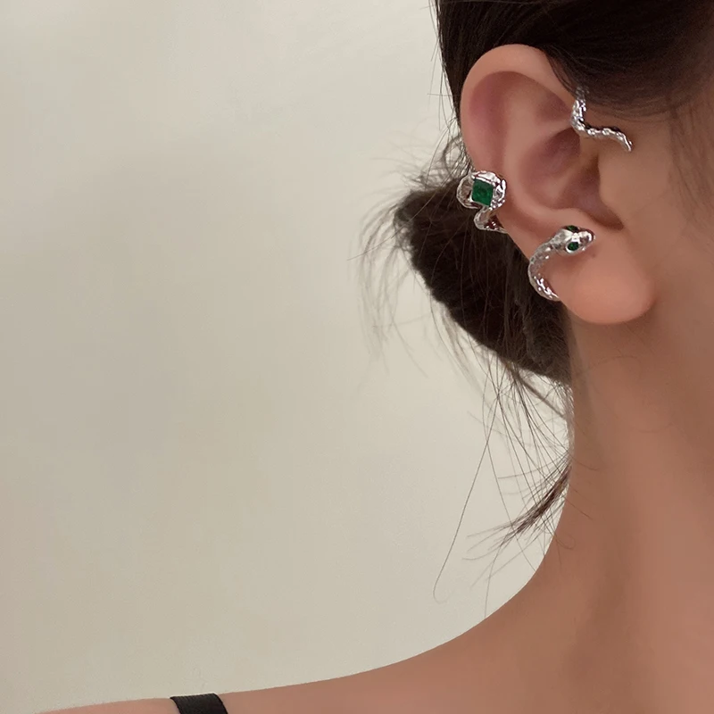 Green Stone Snake Earrings Green Stone Snake Earrings