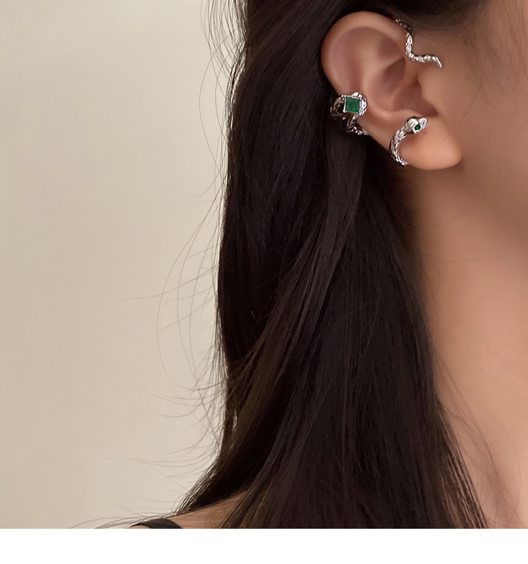 Green Stone Snake Earrings