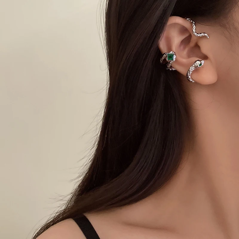 Green Stone Snake Earrings Green Stone Snake Earrings