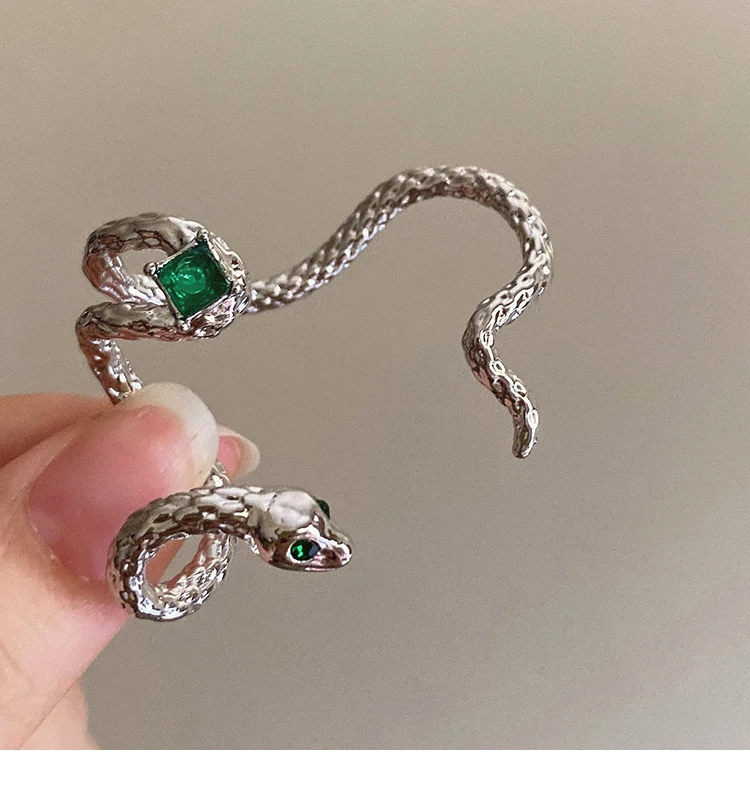 Green Stone Snake Earrings