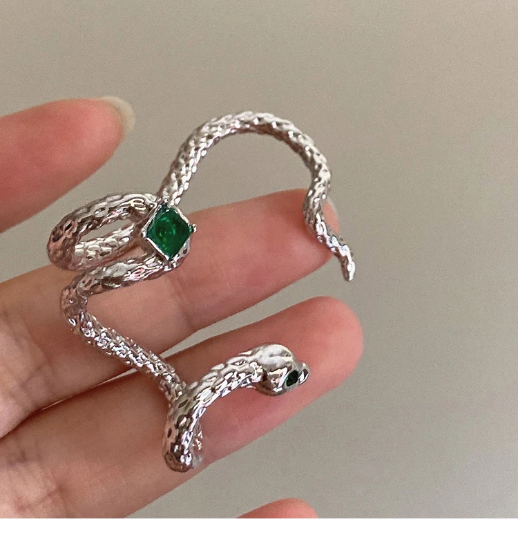 Green Stone Snake Earrings