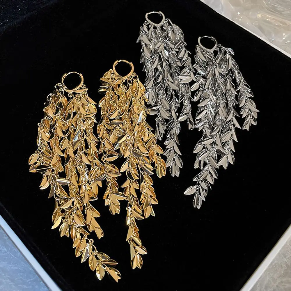 Long Tassels Leaf Drop Earrings