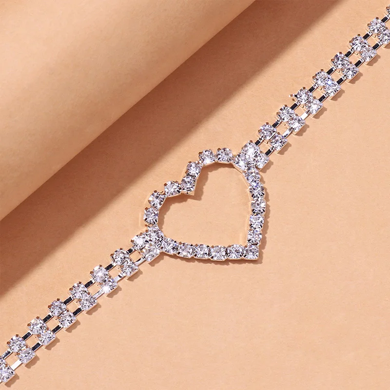 Sexy Hollow Heart Rhinestone Leg Garter Chain