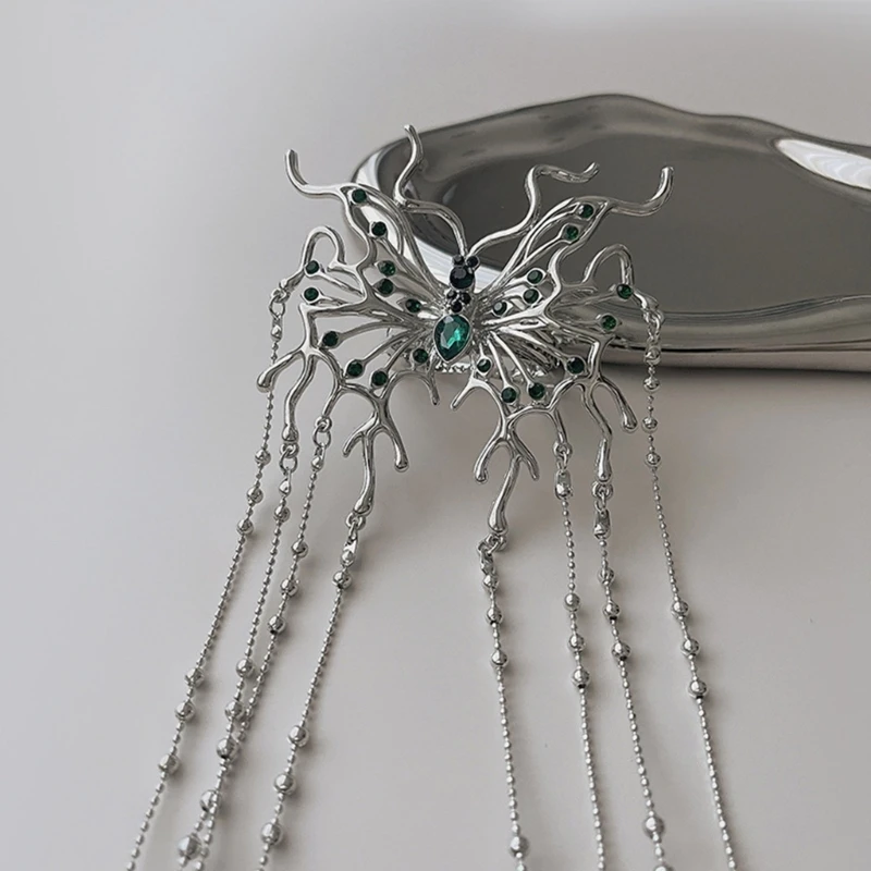 Butterfly Green Rhinestone Designer Tassel Hairpin Butterfly Green Rhinestone Designer Tassel Hairpin