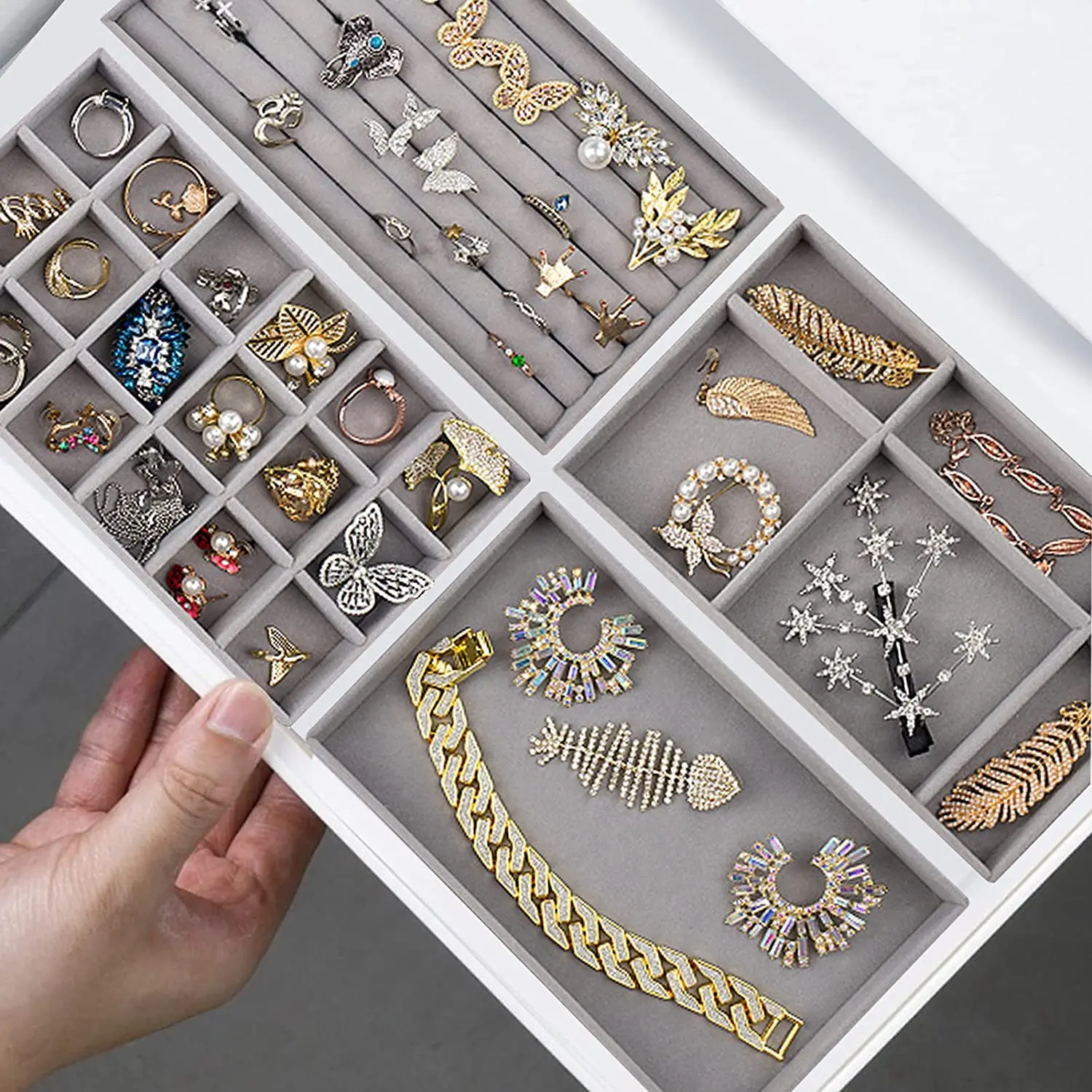 Stackable 5 Pcs Jewelry Organization Trays