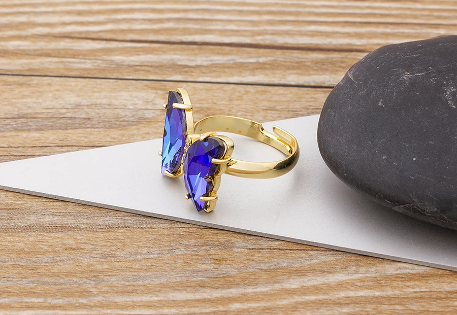 Spinning Glass Butterfly Ring