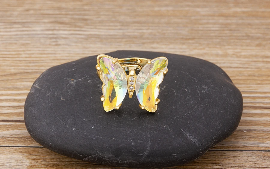 Spinning Glass Butterfly Ring