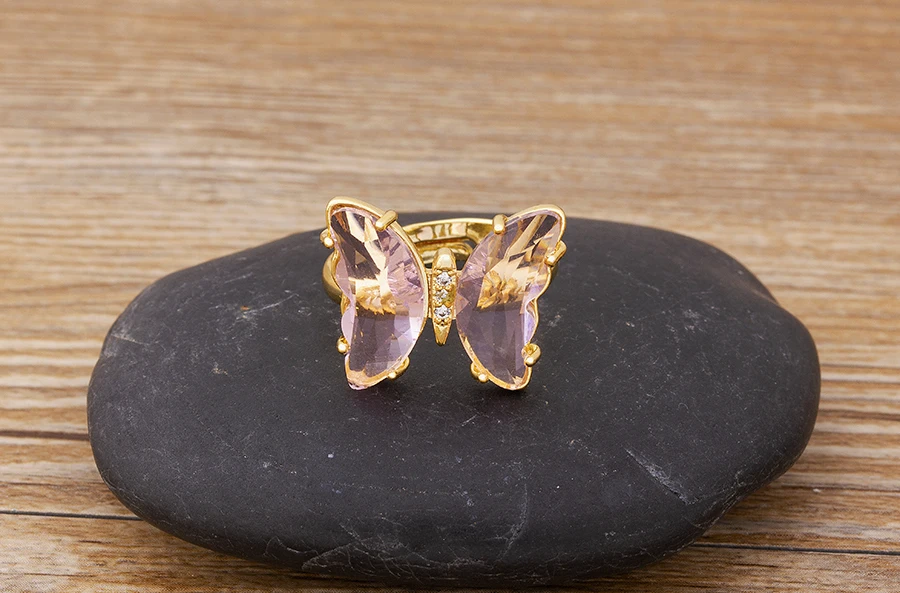 Spinning Glass Butterfly Ring