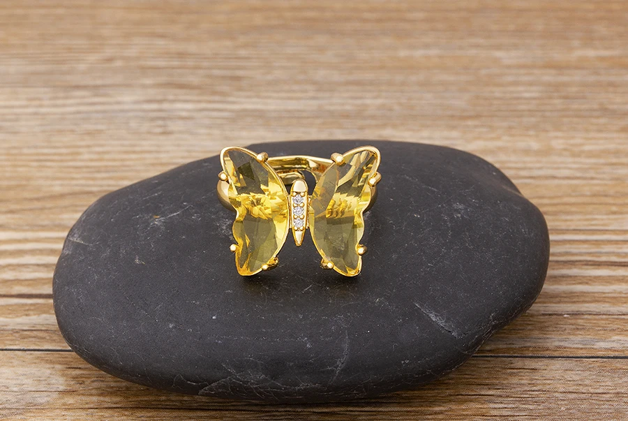 Spinning Glass Butterfly Ring