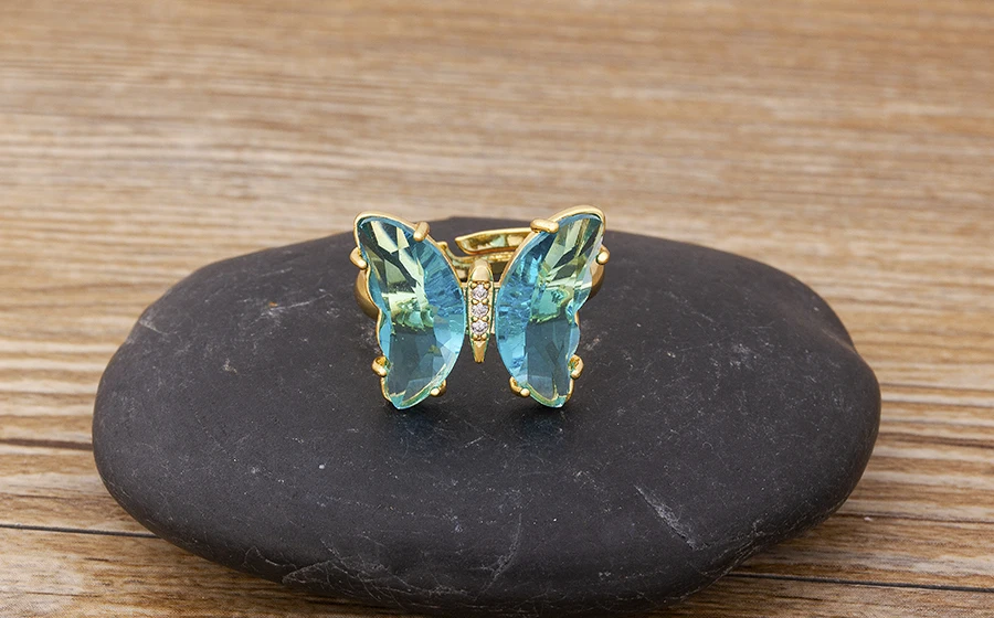 Spinning Glass Butterfly Ring