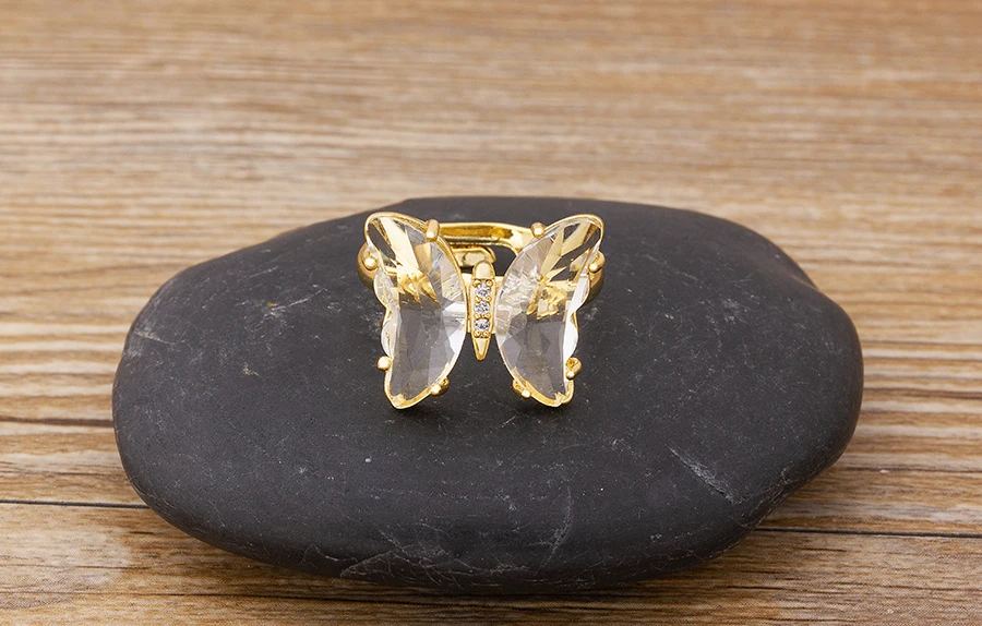 Spinning Glass Butterfly Ring