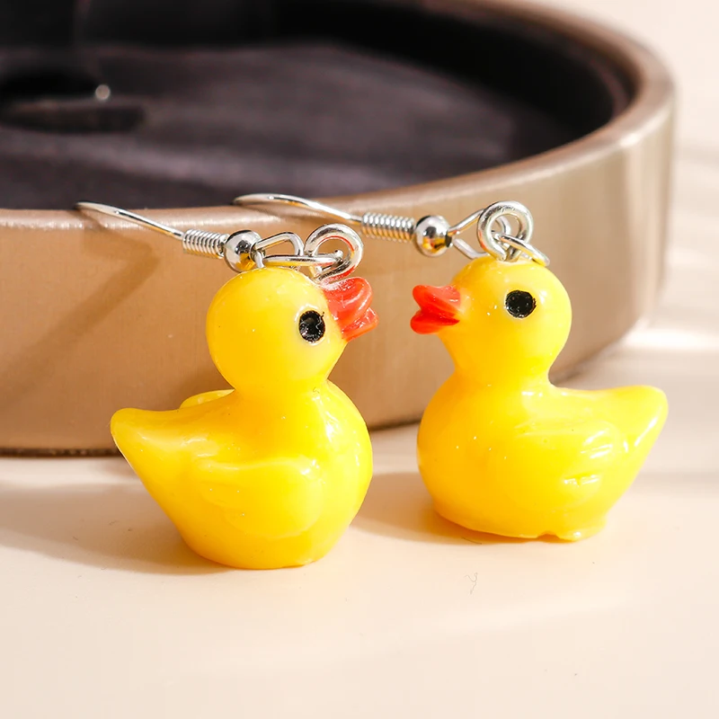 Yellow Duck Dangle Earrings