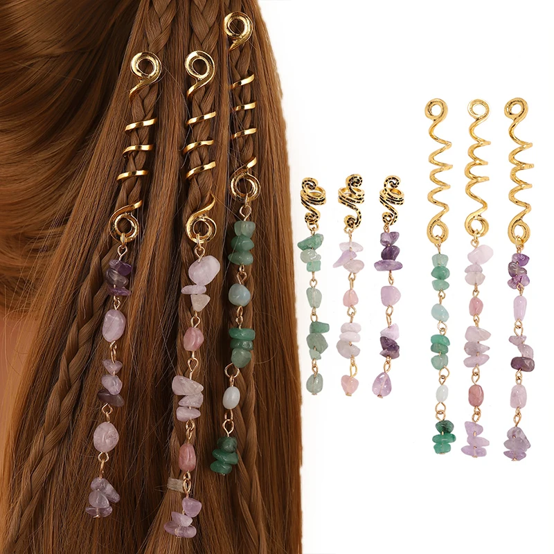 Spiral Crystal Charms For Hair Braids