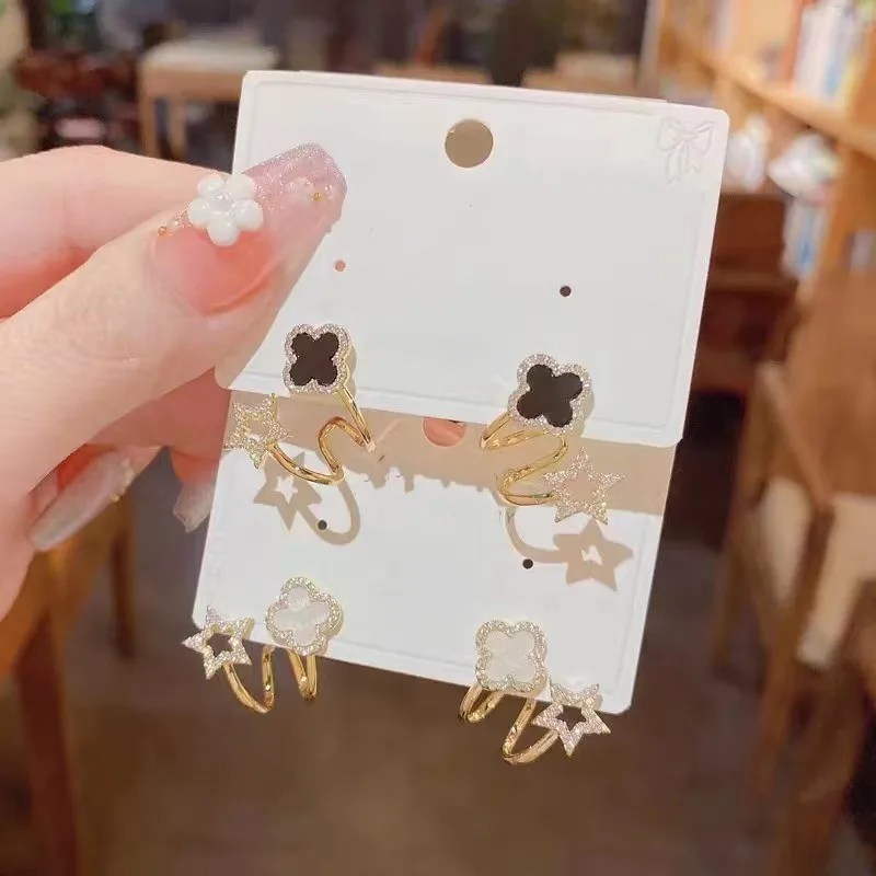 Four-Leaf Clover and Star Earrings