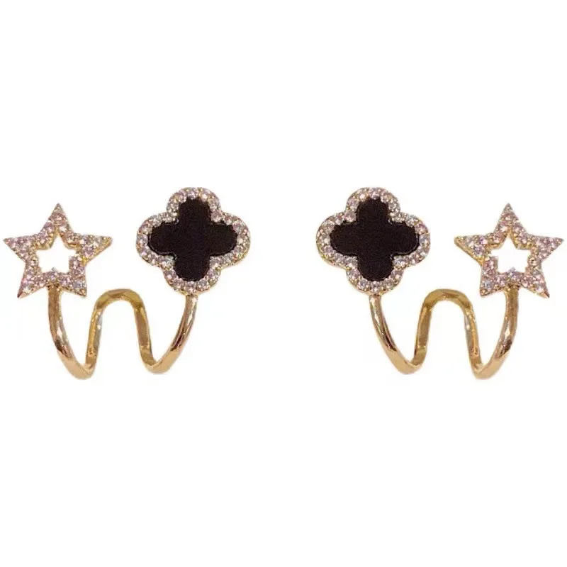 Four-Leaf Clover and Star Earrings