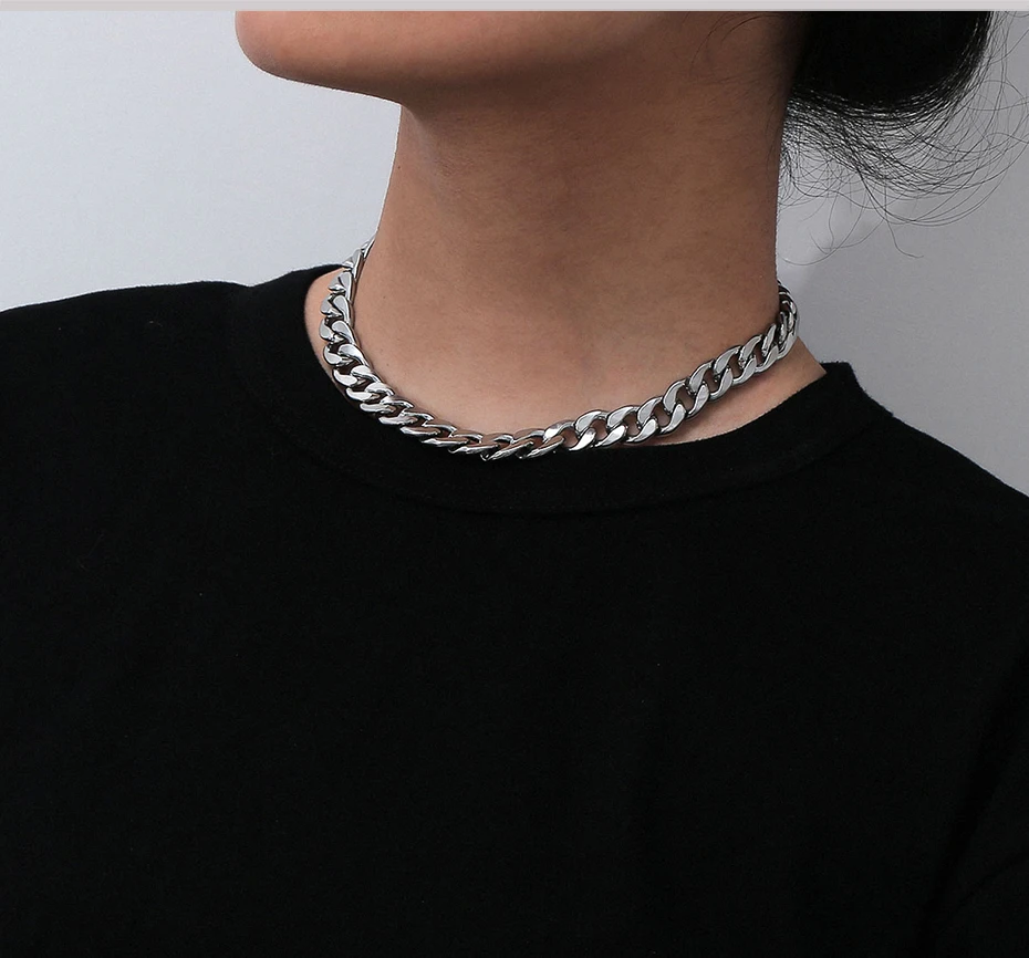 Stainless Steel Punk Style Chunky Chain Choker Necklace