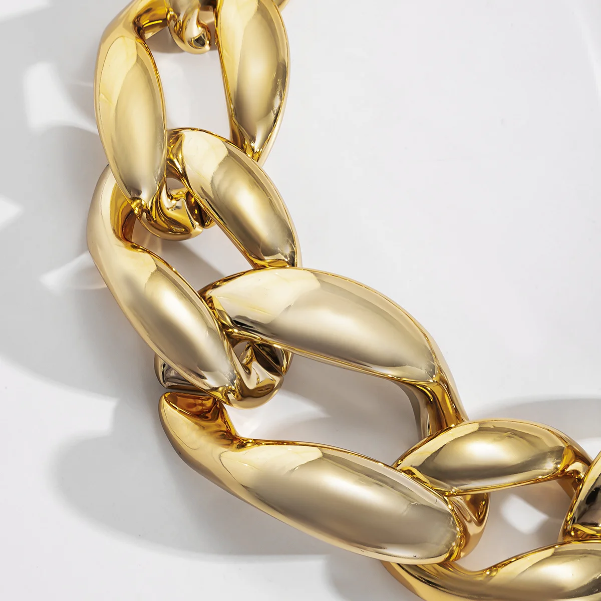 Geometric Gold Silver Plated Chunky Cuban Link Chain Choker Necklace