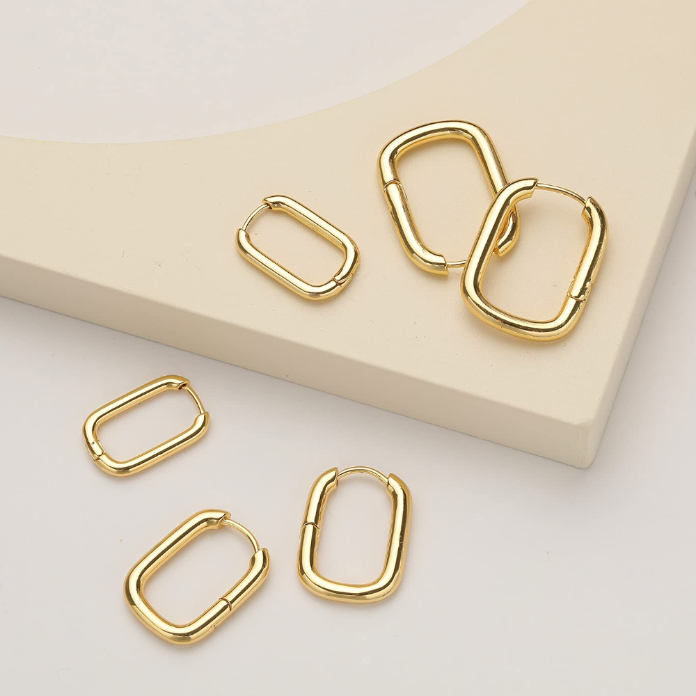 Chunky 14k Gold Filled Rectangular Hoops