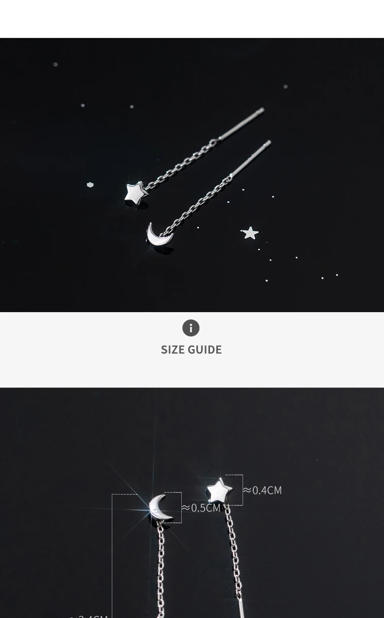 Moon Star Threader Earrings