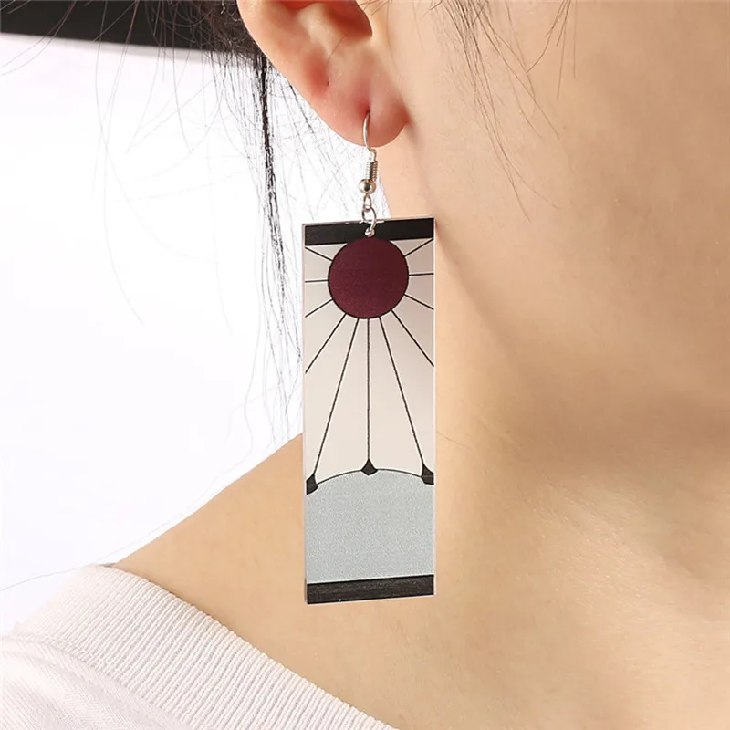 Anime Acrylic Tanjiro Hanafuda Earrings