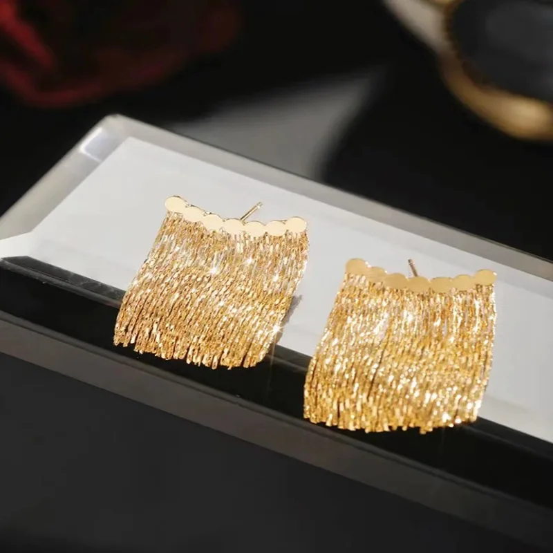 14K Gold-plated Tassel Luxury Earrings