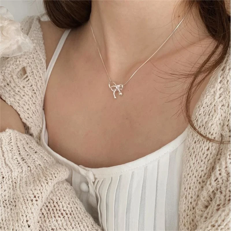 JUSUMMER - Bow Pendant Sterling Silver Choker