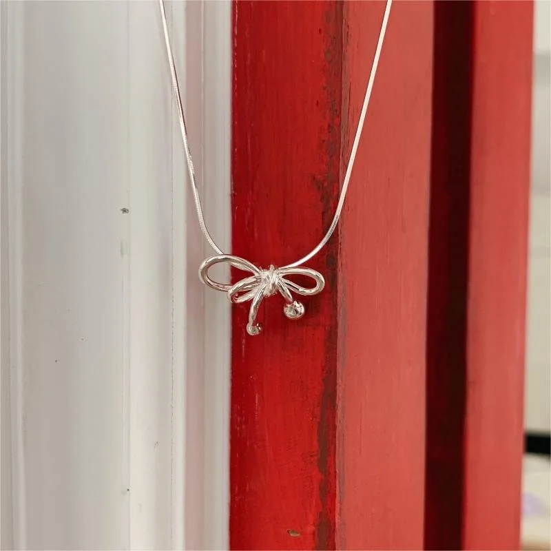 JUSUMMER - Bow Pendant Sterling Silver Choker