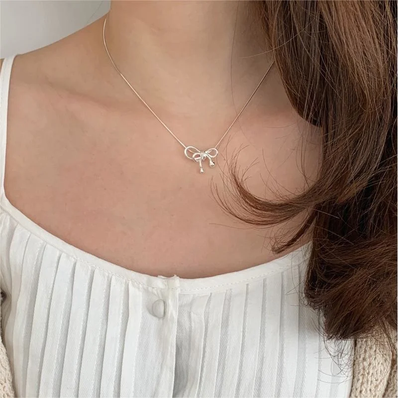 JUSUMMER - Bow Pendant Sterling Silver Choker