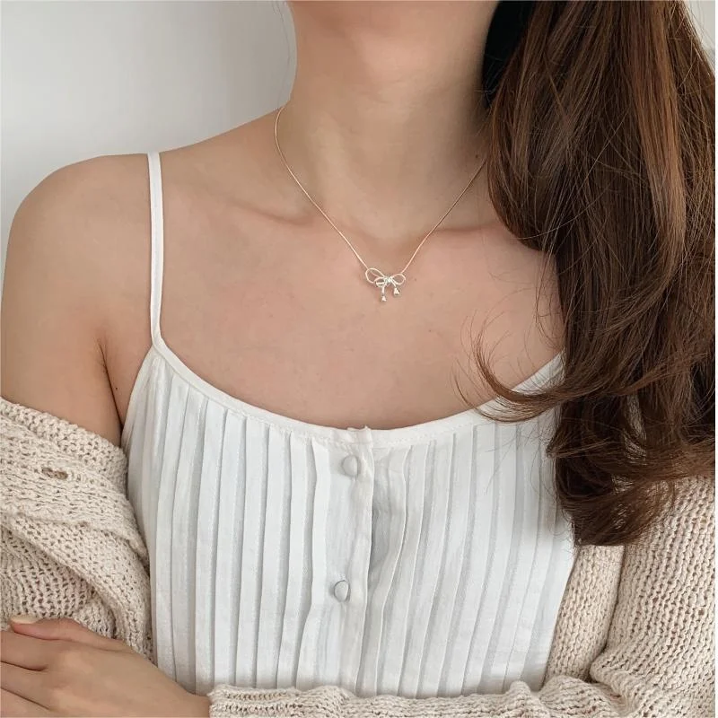 JUSUMMER - Bow Pendant Sterling Silver Choker