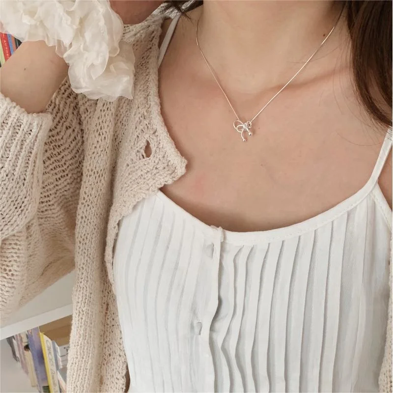 JUSUMMER - Bow Pendant Sterling Silver Choker