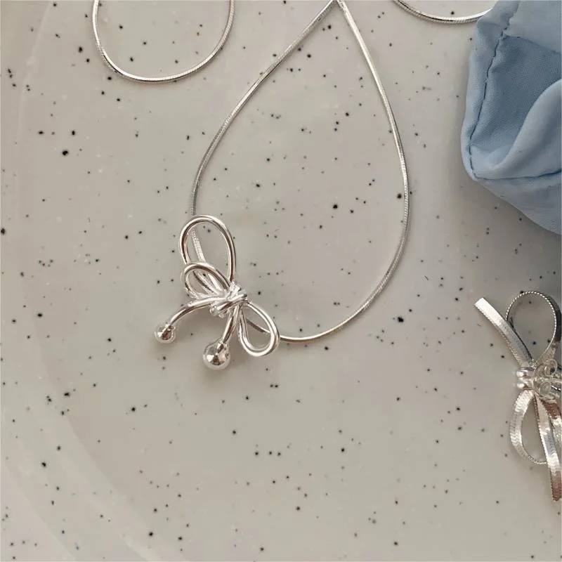 JUSUMMER - Bow Pendant Sterling Silver Choker