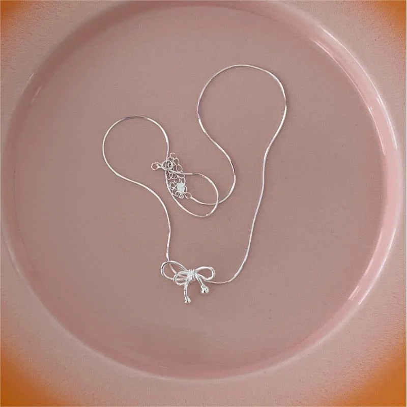 JUSUMMER - Bow Pendant Sterling Silver Choker