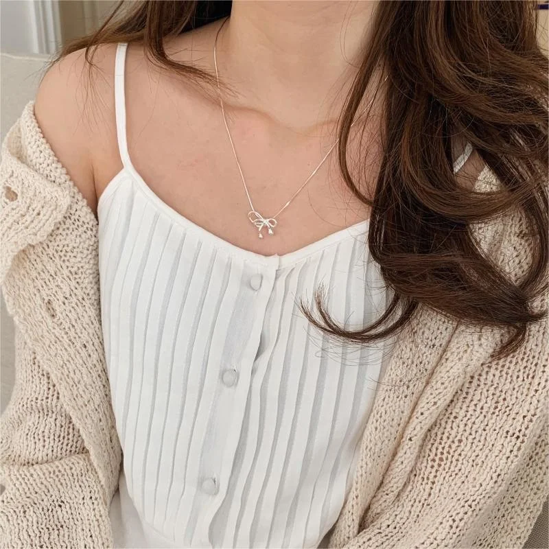 JUSUMMER - Bow Pendant Sterling Silver Choker