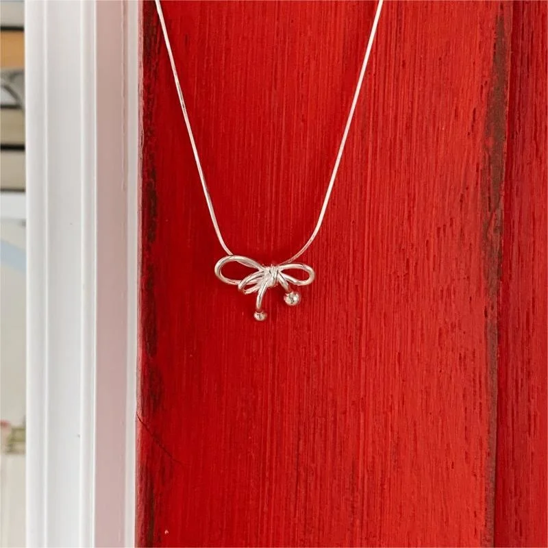 JUSUMMER - Bow Pendant Sterling Silver Choker