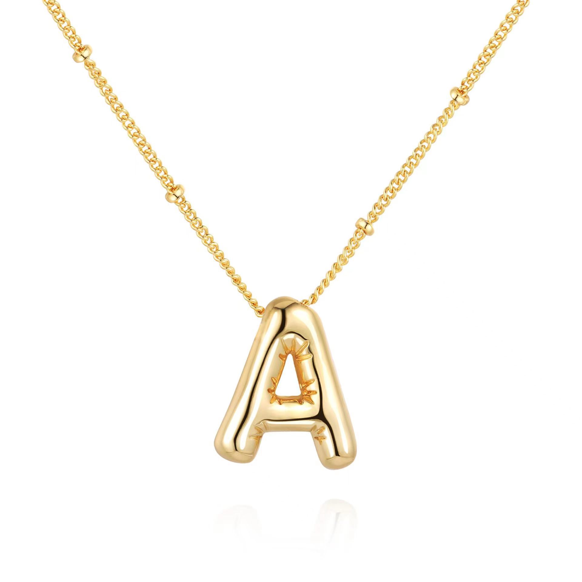 Dainty Balloon Bubble Letter Necklace