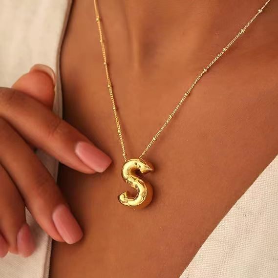 Dainty Balloon Bubble Letter Necklace