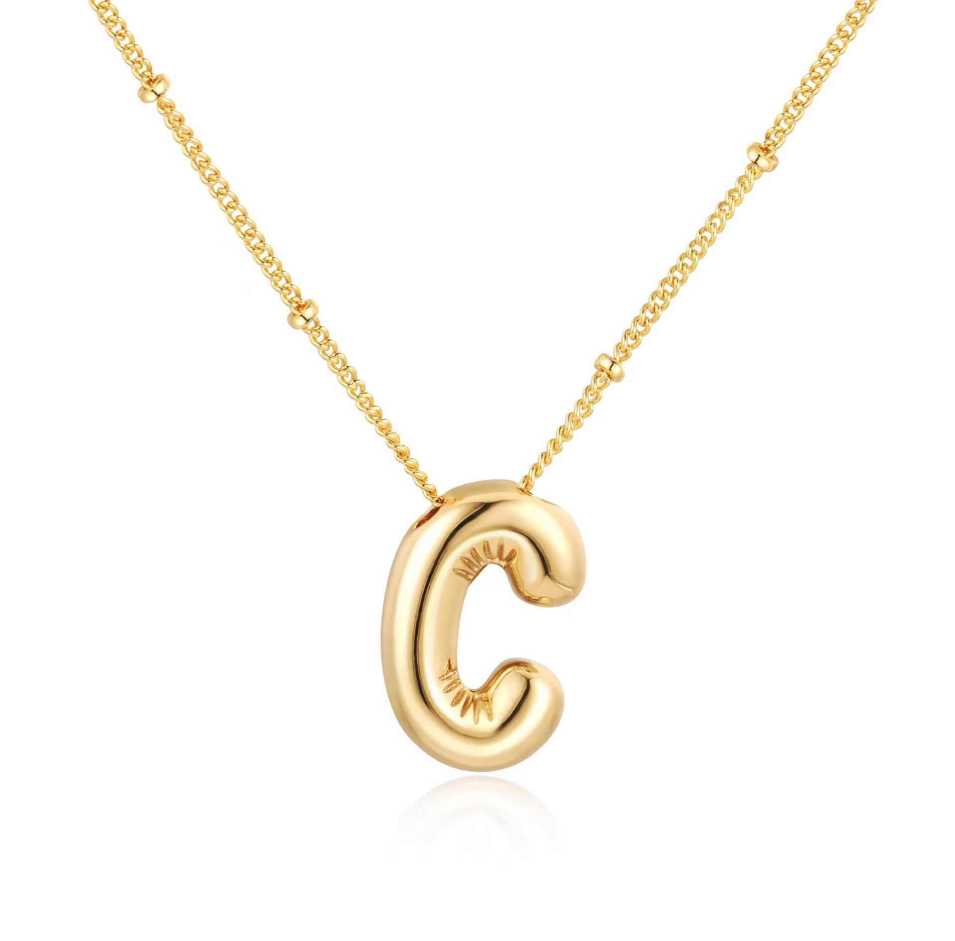 Dainty Balloon Bubble Letter Necklace