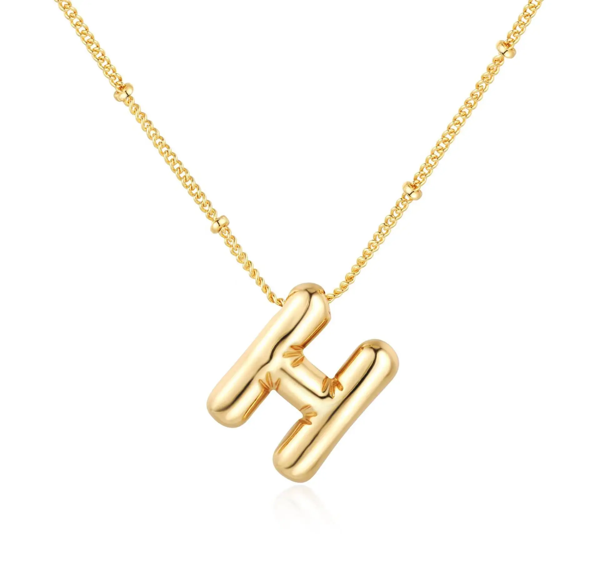 Dainty Balloon Bubble Letter Necklace