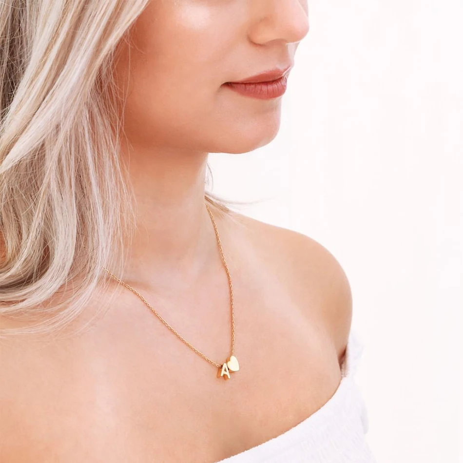 Initial and Heart Necklace